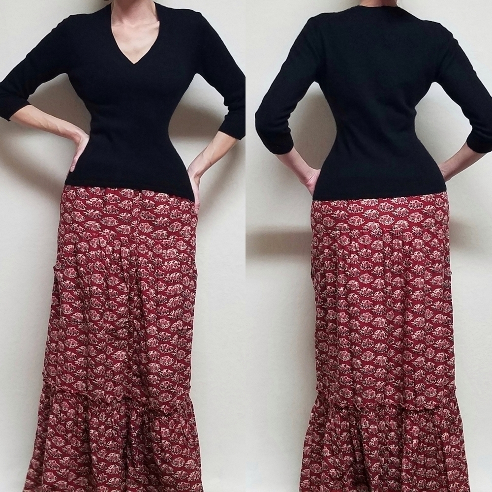 Vintage 90s Time Is Black Cashmere Lightweight Quarter Sleeve V-neck Sweater M